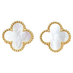 Van Cleef & Arpels Vintage Alhambra Mother of Pearl Gold Earrings