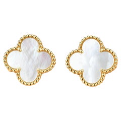 Van Cleef & Arpels Vintage Alhambra Mother of Pearl Gold Earrings