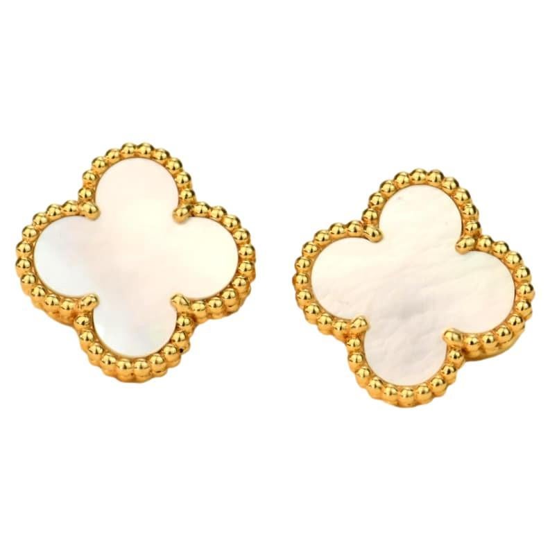 Van Cleef & Arpels Vintage Alhambra Mother of Pearl Gold Earrings