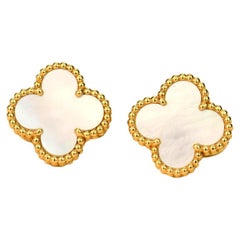 Van Cleef & Arpels Vintage Alhambra Mother of Pearl Gold Earrings