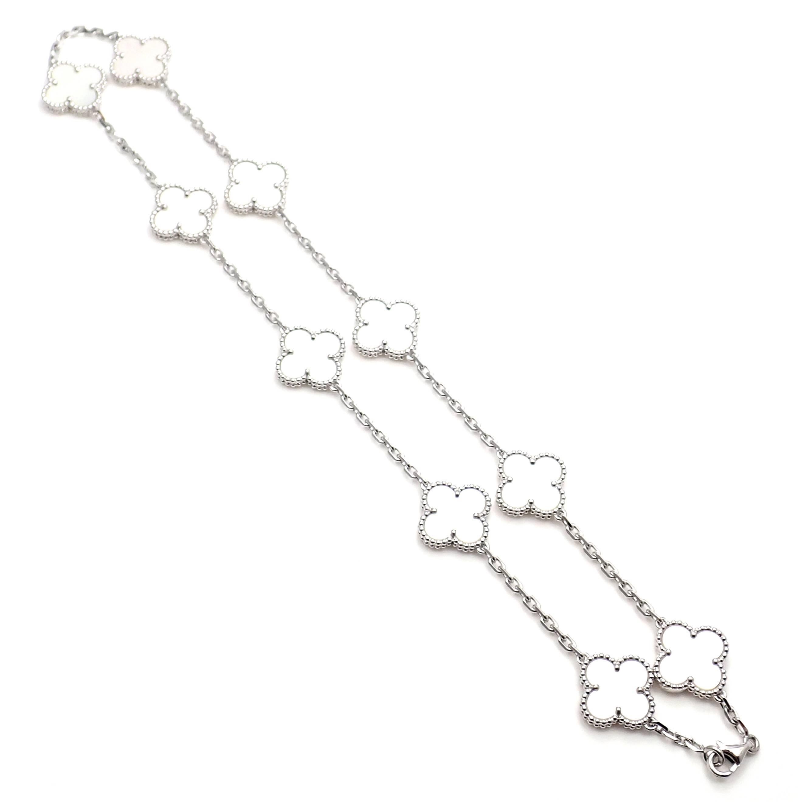 Van Cleef & Arpels Vintage Alhambra Mother-of-Pearl Gold Ten Motif Necklace 1