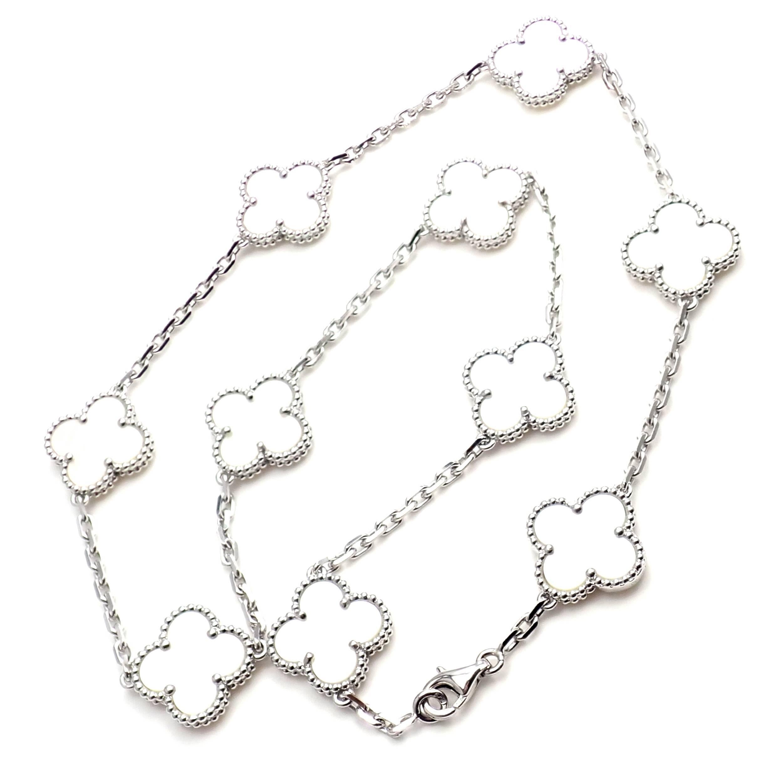 Van Cleef & Arpels Vintage Alhambra Mother-of-Pearl Gold Ten Motif Necklace 4