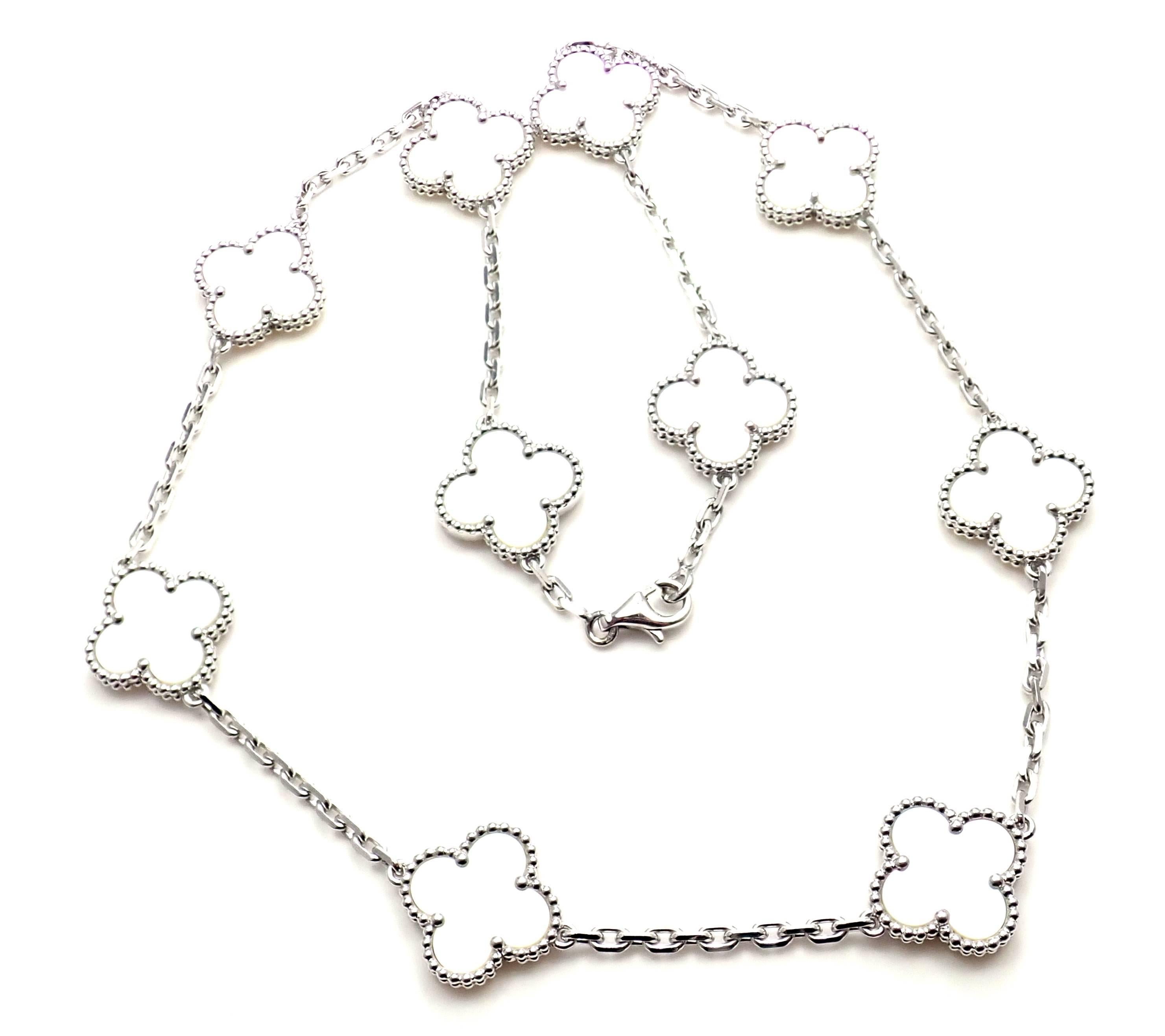 Van Cleef & Arpels Vintage Alhambra Mother-of-Pearl Gold Ten Motif Necklace 5