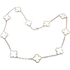 Van Cleef & Arpels Vintage Alhambra Mother of Pearl Gold Ten Motif Necklace