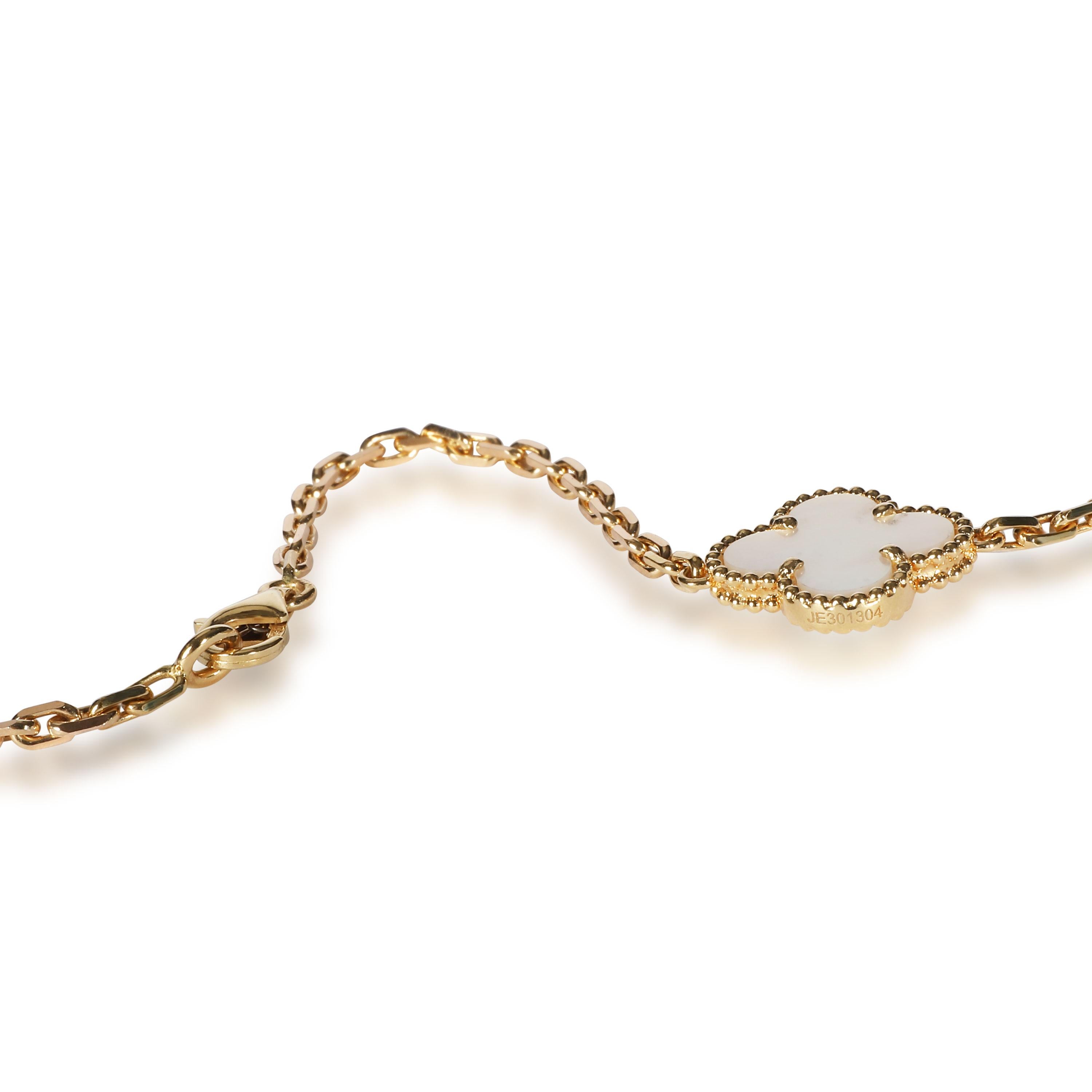 Van Cleef & Arpels Vintage Alhambra Mother of Pearl Necklace in 18K Yellow Gold In Excellent Condition In New York, NY