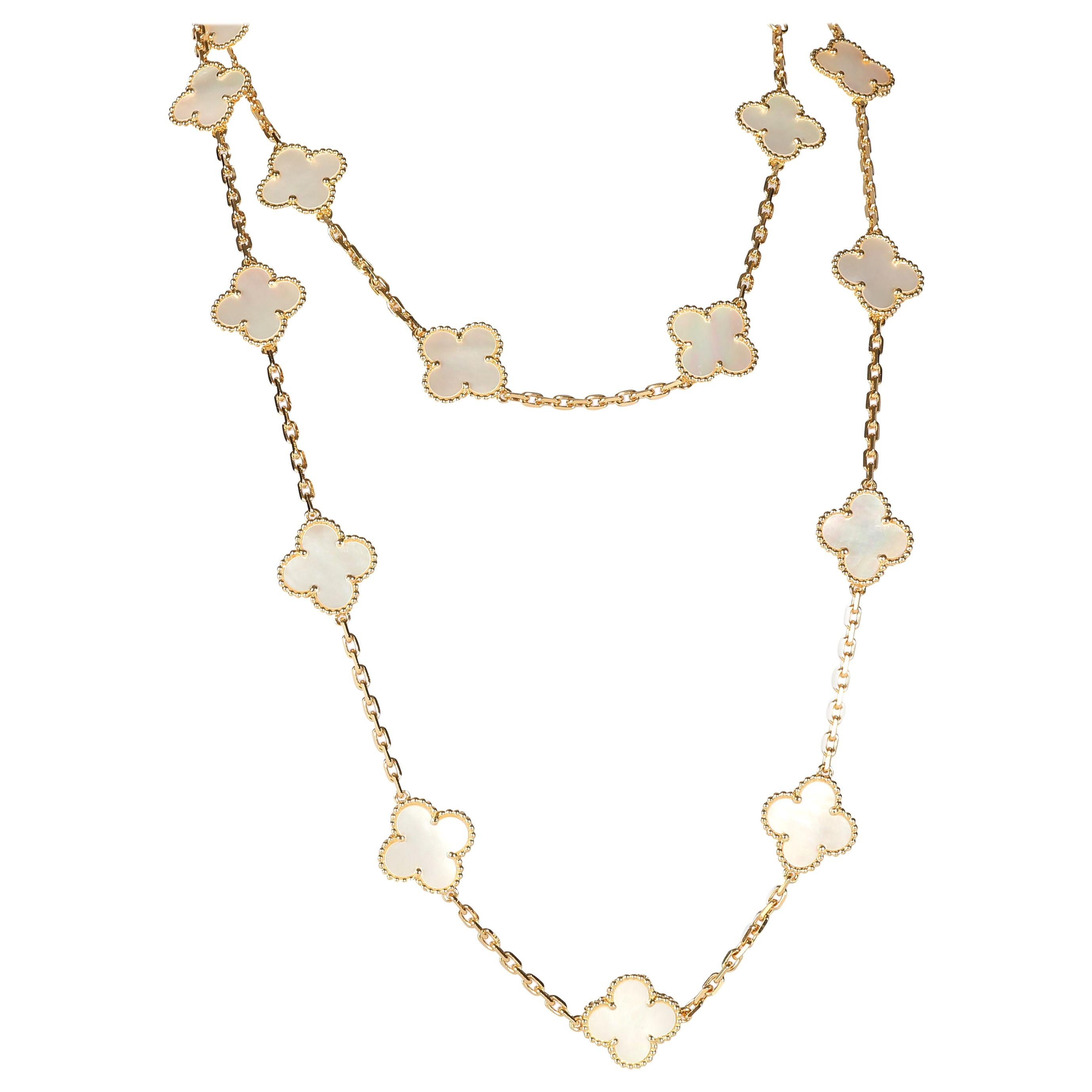 Van Cleef & Arpels Vintage Alhambra Mother of Pearl Necklace in 18K Yellow Gold