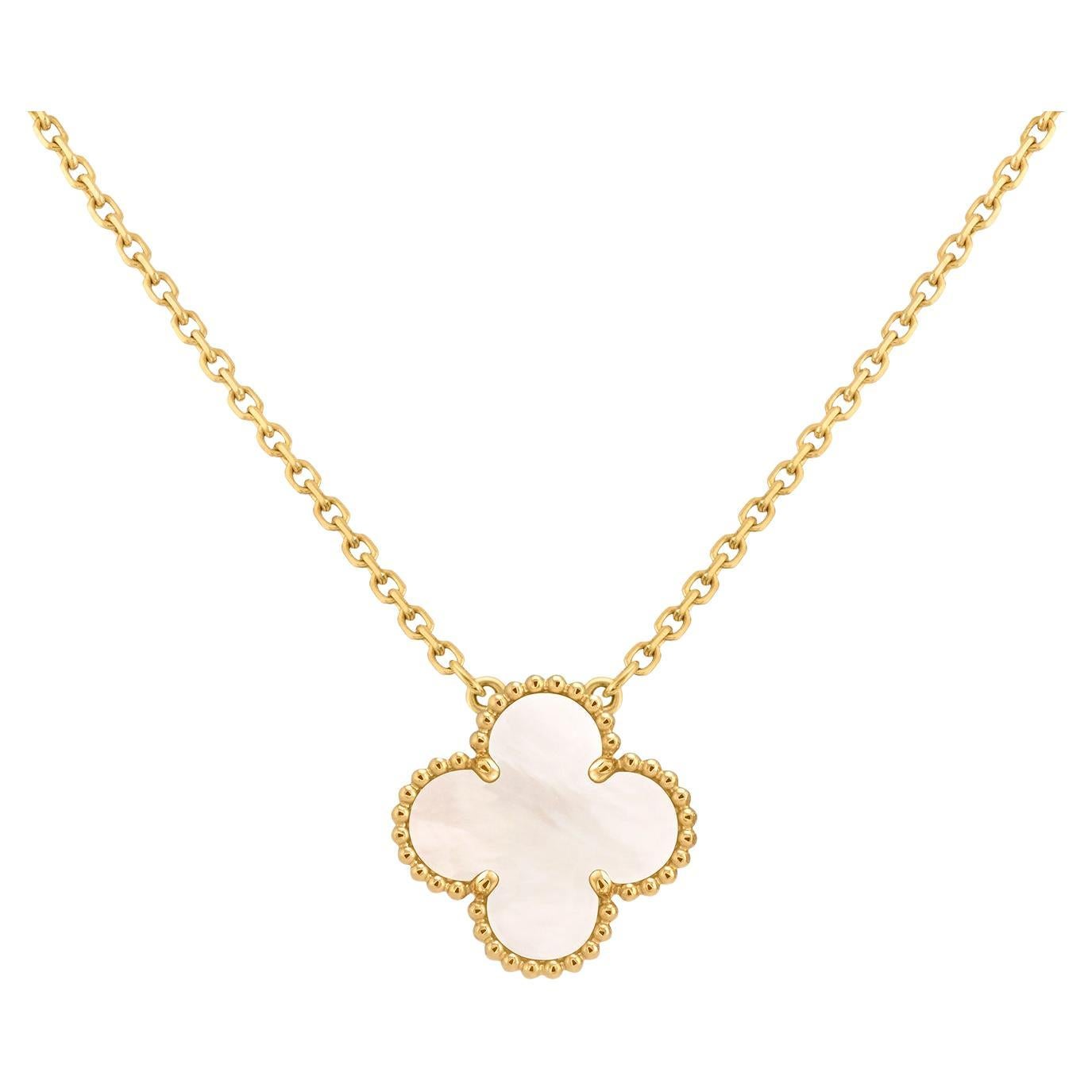 Van Cleef
Arpels Vintage Alhambra Mother of Pearl Pendant 18K Yellow Gold