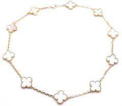 Van Cleef & Arpels Vintage Alhambra Mother-of-Pearl Ten Motif Gold Necklace