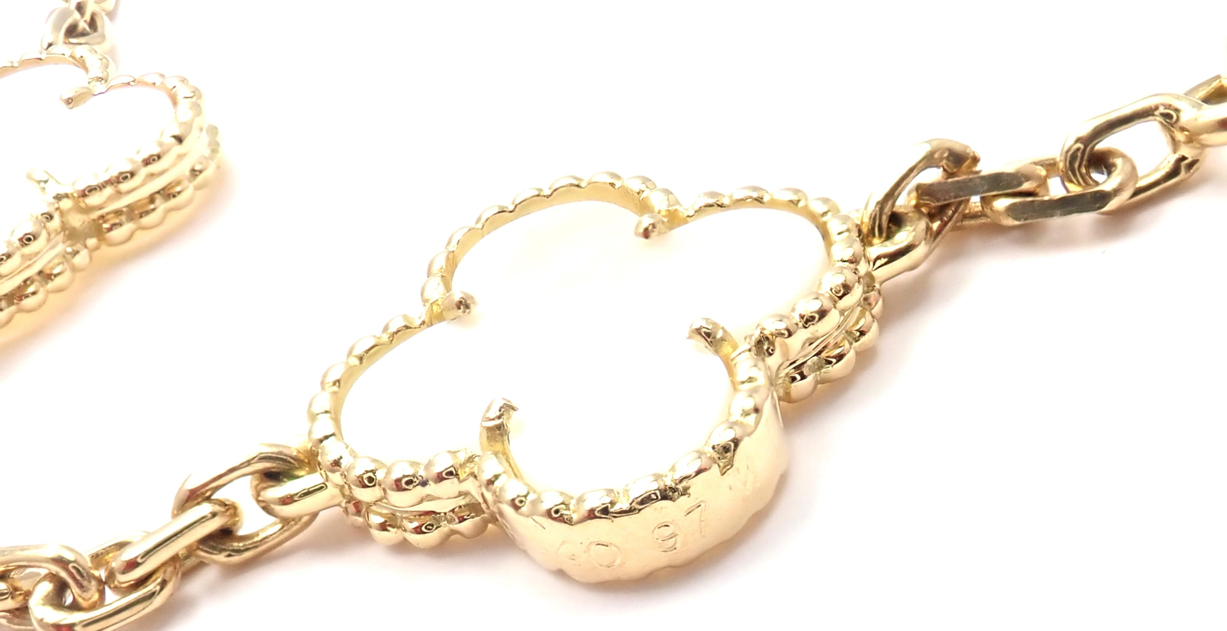 Women's or Men's Van Cleef & Arpels Vintage Alhambra Mother-of-Pearl Ten Motif Gold Necklace