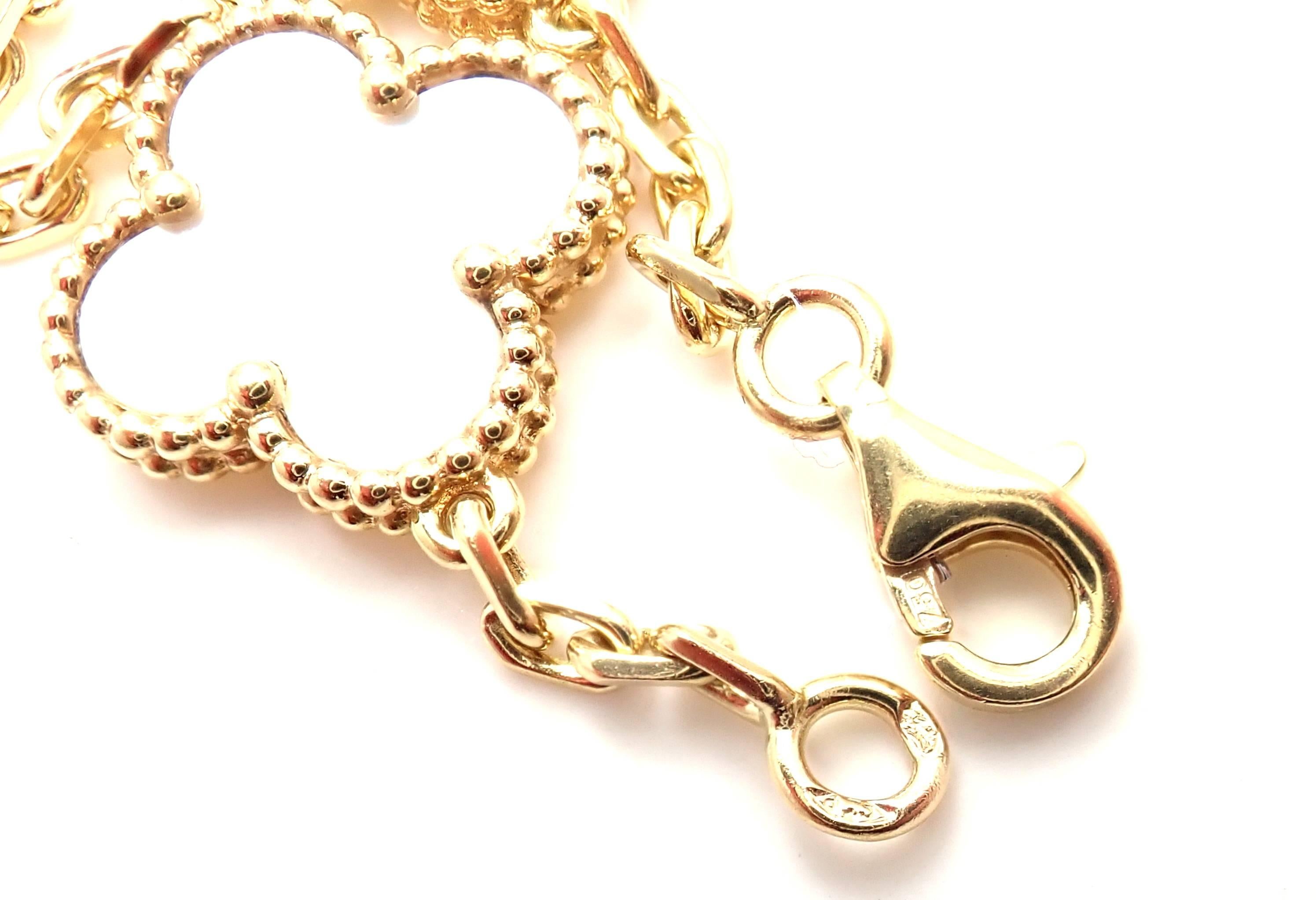Van Cleef & Arpels Vintage Alhambra Mother-of-Pearl Ten Motif Gold Necklace 5