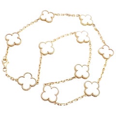 Van Cleef & Arpels Vintage Alhambra Mother-of-Pearl Ten Motif Gold Necklace
