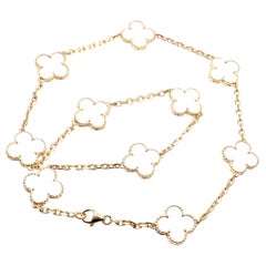 Van Cleef & Arpels Vintage Alhambra Mother of Pearl Ten Motif Gold Necklace