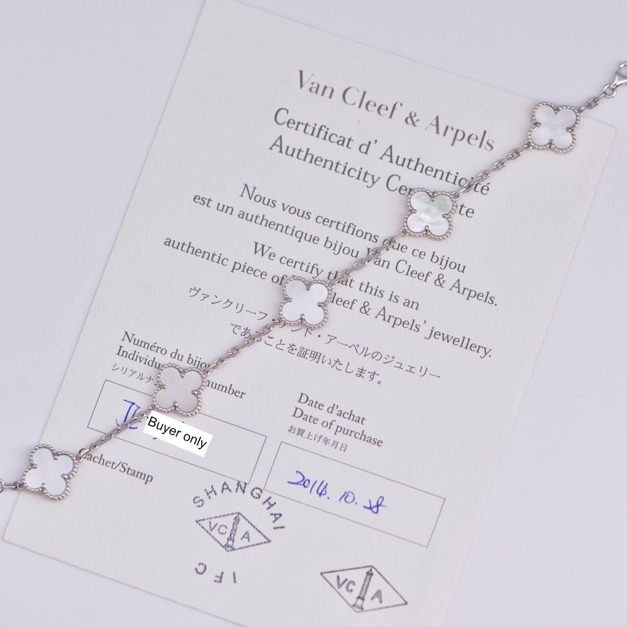 van cleef bracelet mother-of-pearl white gold
