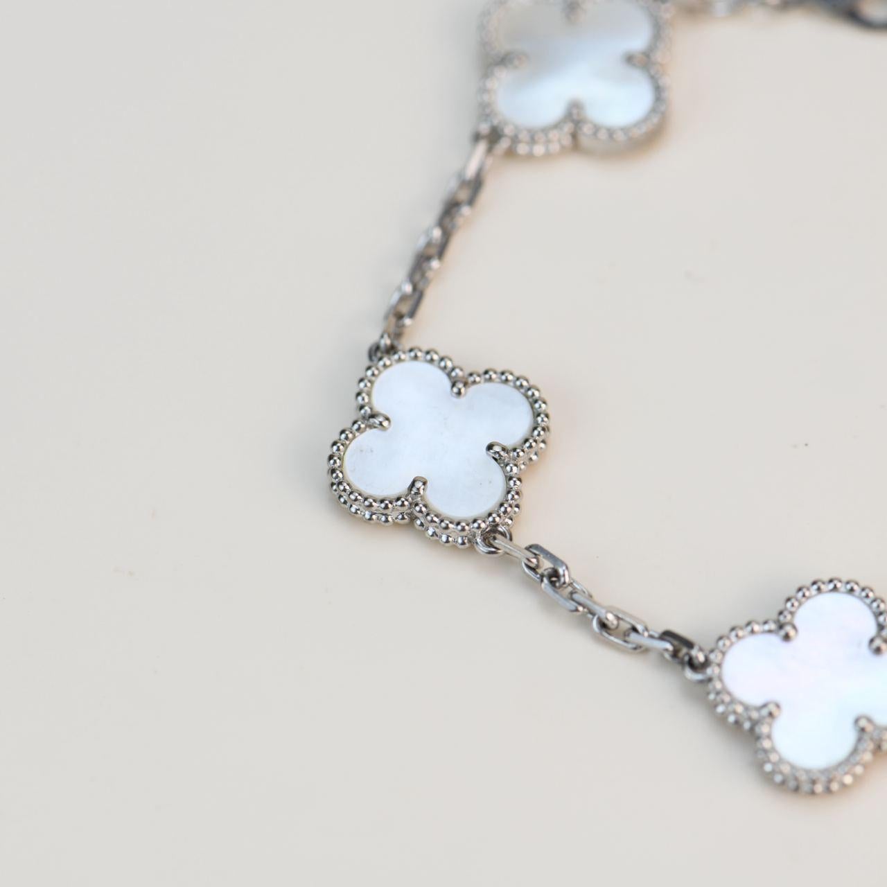 van cleef bracelet white gold mother of pearl