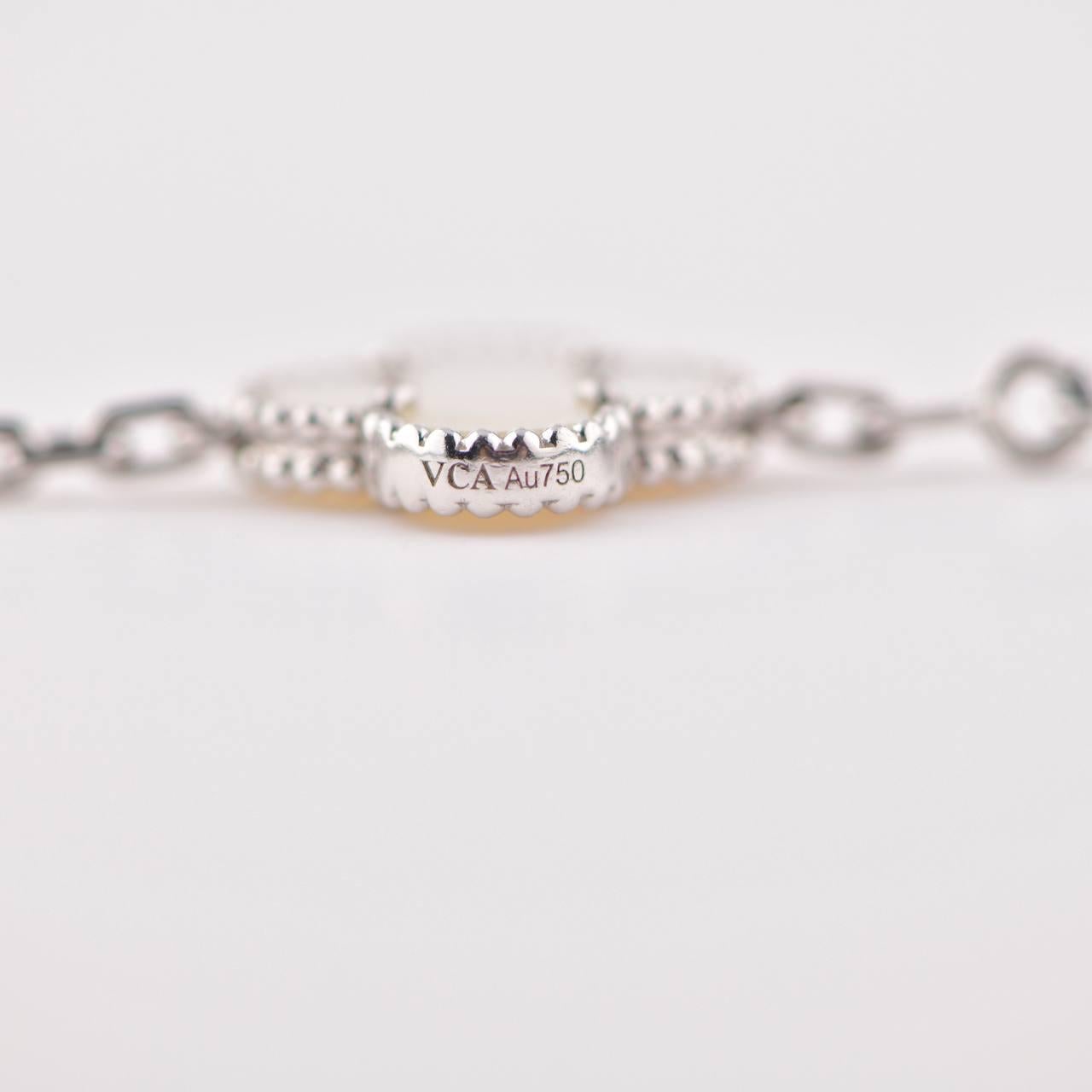 Women's Van Cleef & Arpels Vintage Alhambra Mother of Pearl White Gold Bracelet