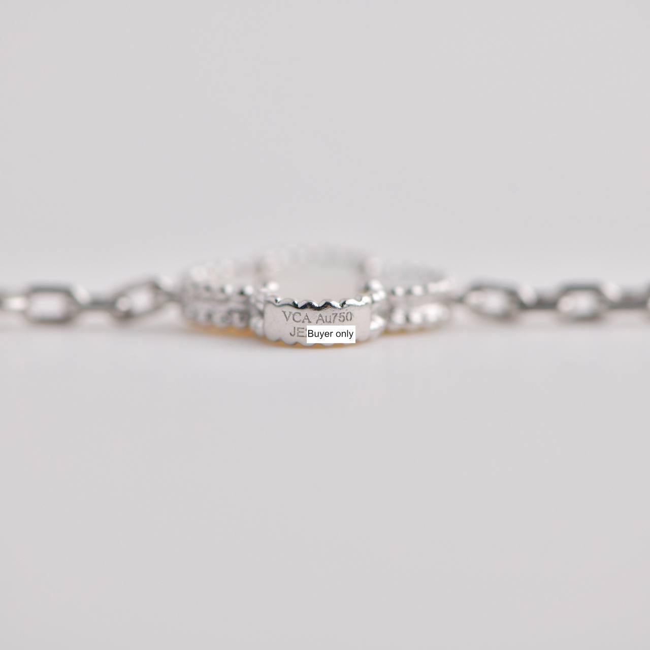 Van Cleef & Arpels Vintage Alhambra Mother of Pearl White Gold Bracelet In Excellent Condition In Banbury, GB