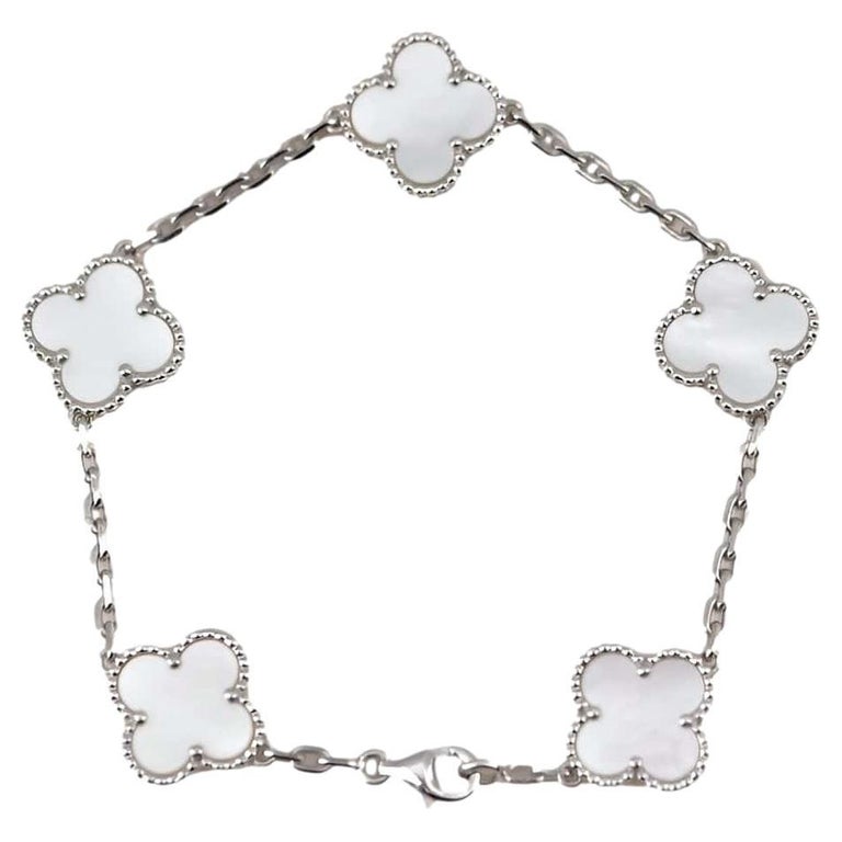 Van Cleef & Arpels Magic Alhambra White Gold Bracelet 5 Motifs White Mother  of Pearl - Van Cleef & Arpels Bracelets - Van Cleef & Arpels Jewelry