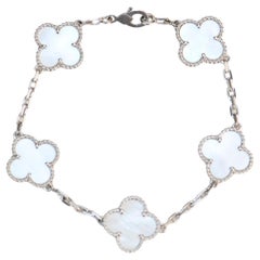 Van Cleef & Arpels Bracelet vintage Alhambra en or blanc et nacre