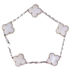 Van Cleef & Arpels Vintage Alhambra Mother of Pearl White Gold Bracelet