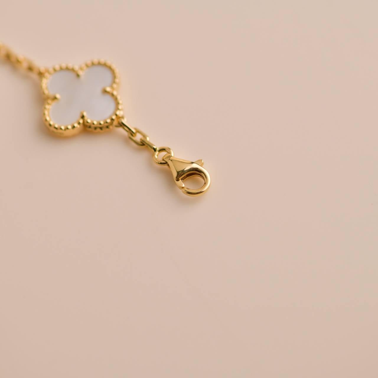 Uncut Van Cleef & Arpels Vintage Alhambra Mother of Pearl Yellow Gold Bracelet