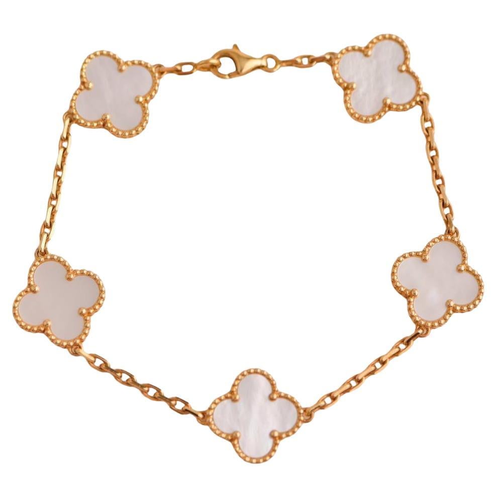 Van Cleef & Arpels Vintage Alhambra Mother of Pearl Yellow Gold Bracelet