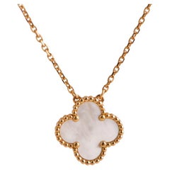 Van Cleef & Arpels Vintage Alhambra Mother of Pearl Yellow Gold Pendant Necklace
