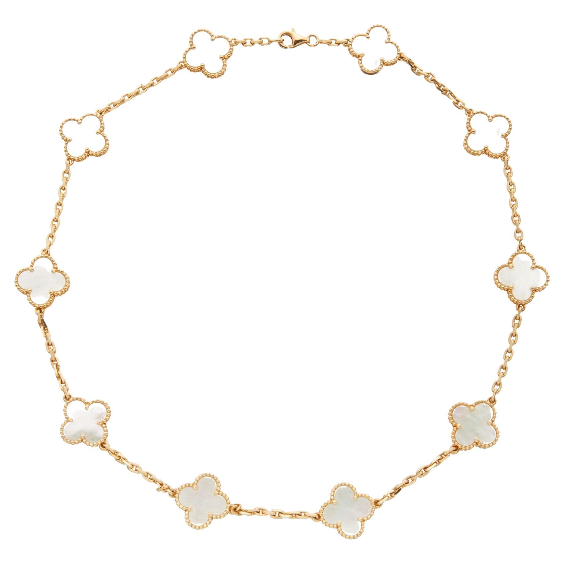 Van Cleef & Arpels Vintage Alhambra Mother of Pearl and Yellow Gold Necklace