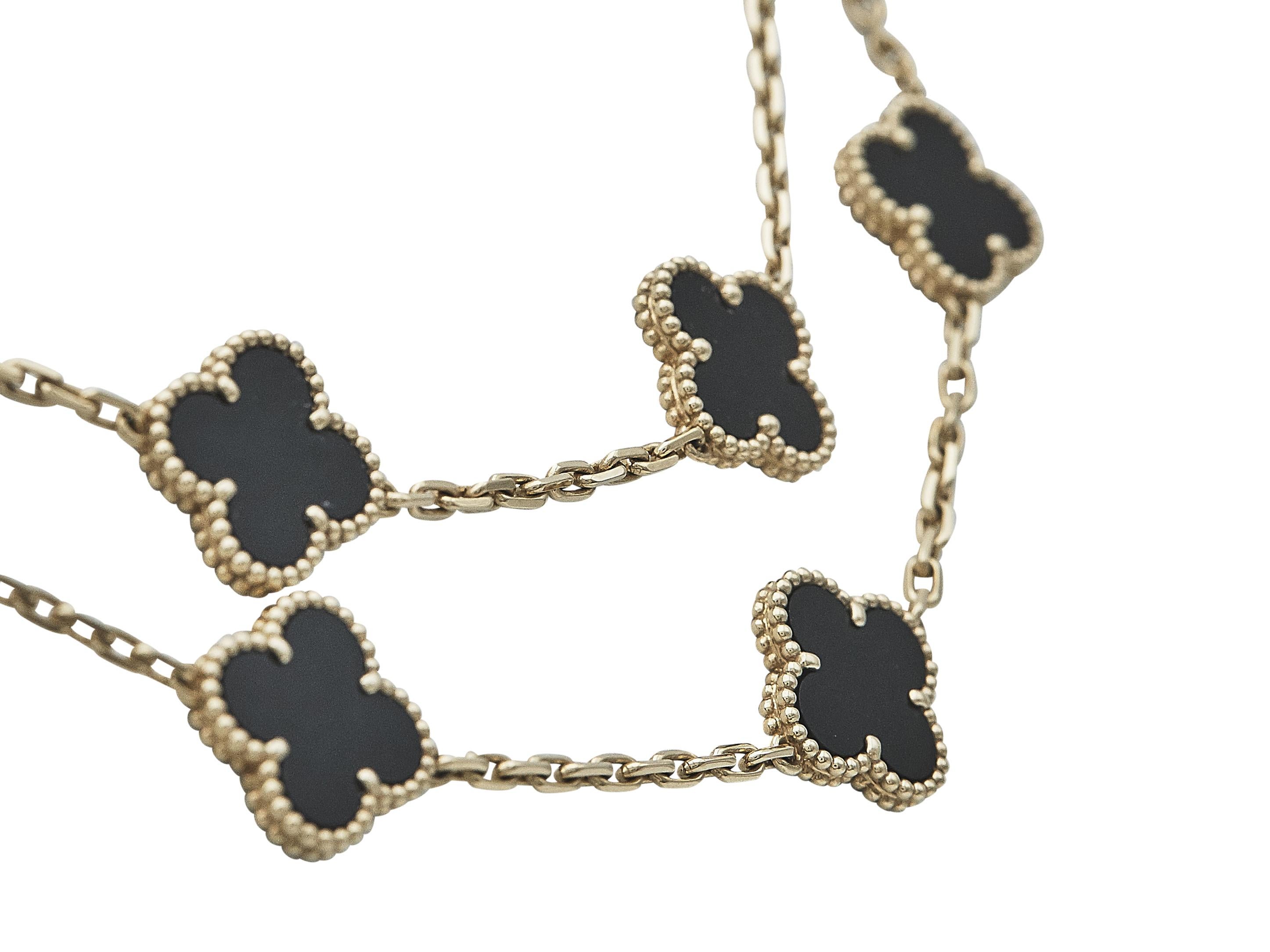 Non taillé Van Cleef & Arpels Collier Alhambra Vintage Or Jaune 18K Onyx 20 Motifs en vente