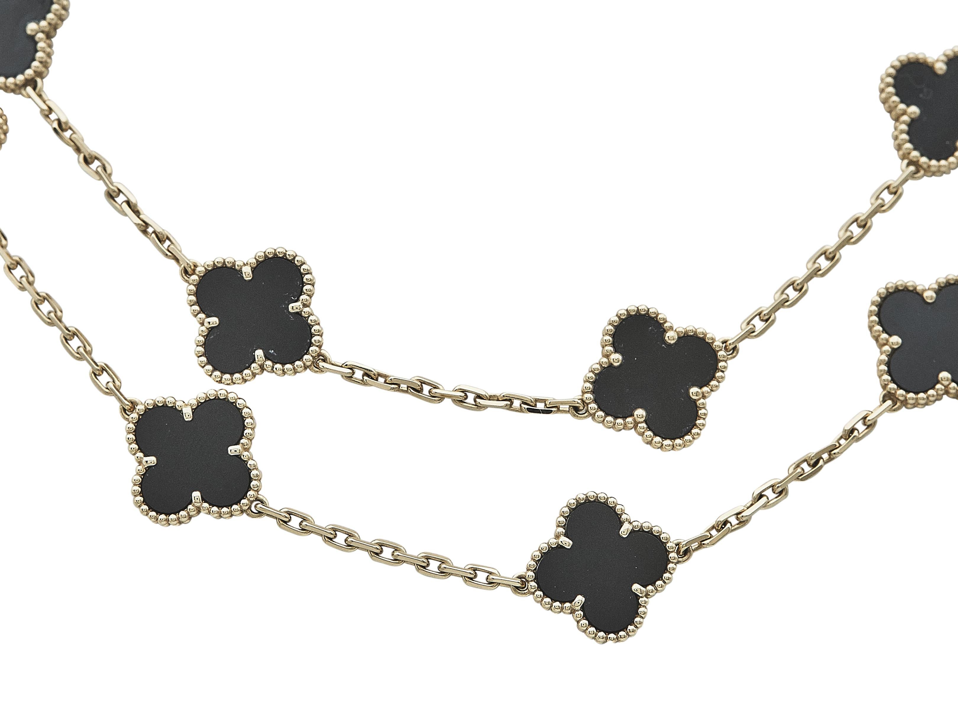 Van Cleef & Arpels Collier Alhambra Vintage Or Jaune 18K Onyx 20 Motifs Excellent état - En vente à New York, NY