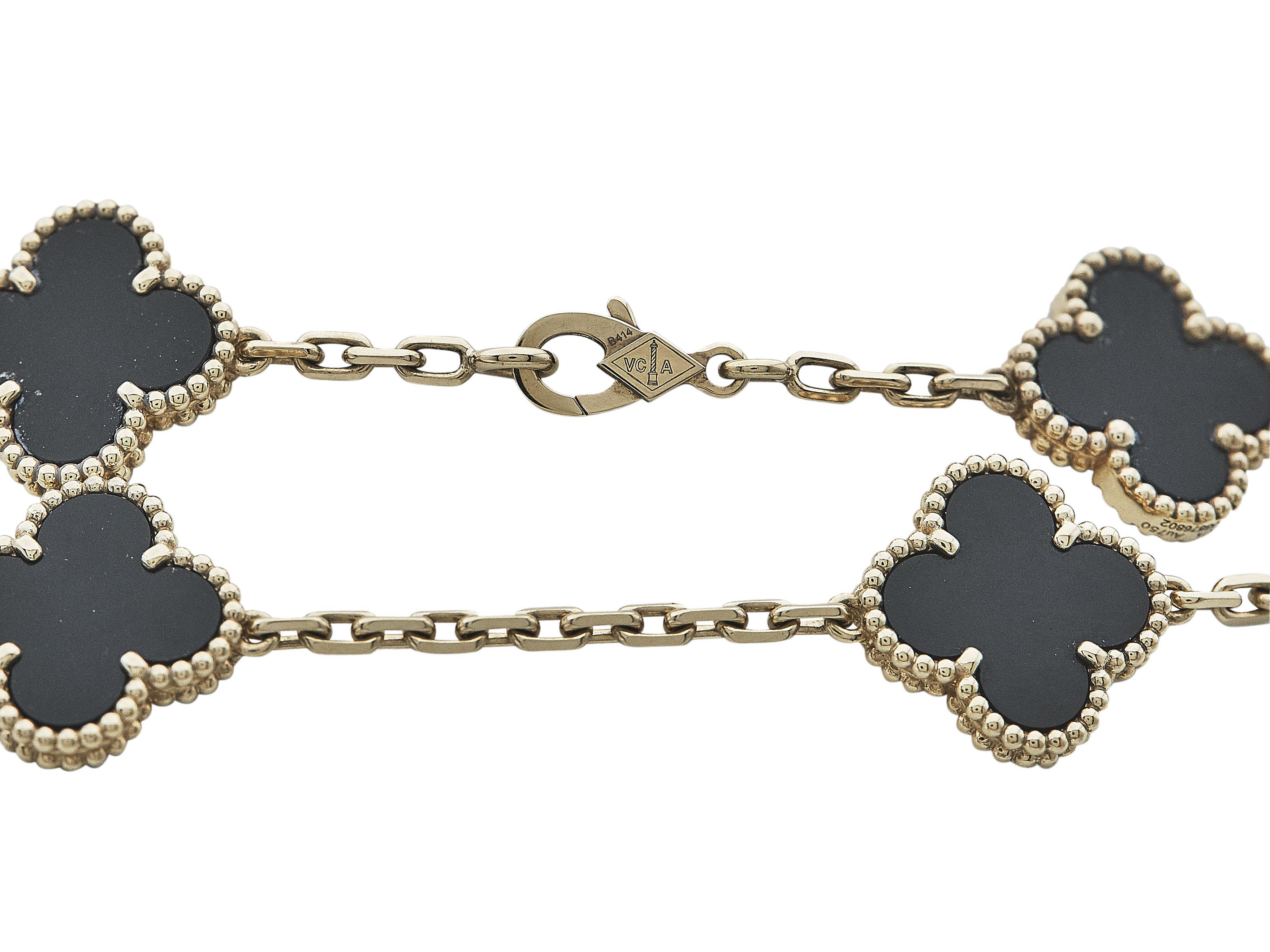 Van Cleef & Arpels Collier Alhambra Vintage Or Jaune 18K Onyx 20 Motifs Unisexe en vente