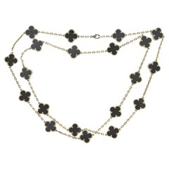 Van Cleef & Arpels Collar Vintage Alhambra Oro Amarillo 18K Ónix 20 Motivos