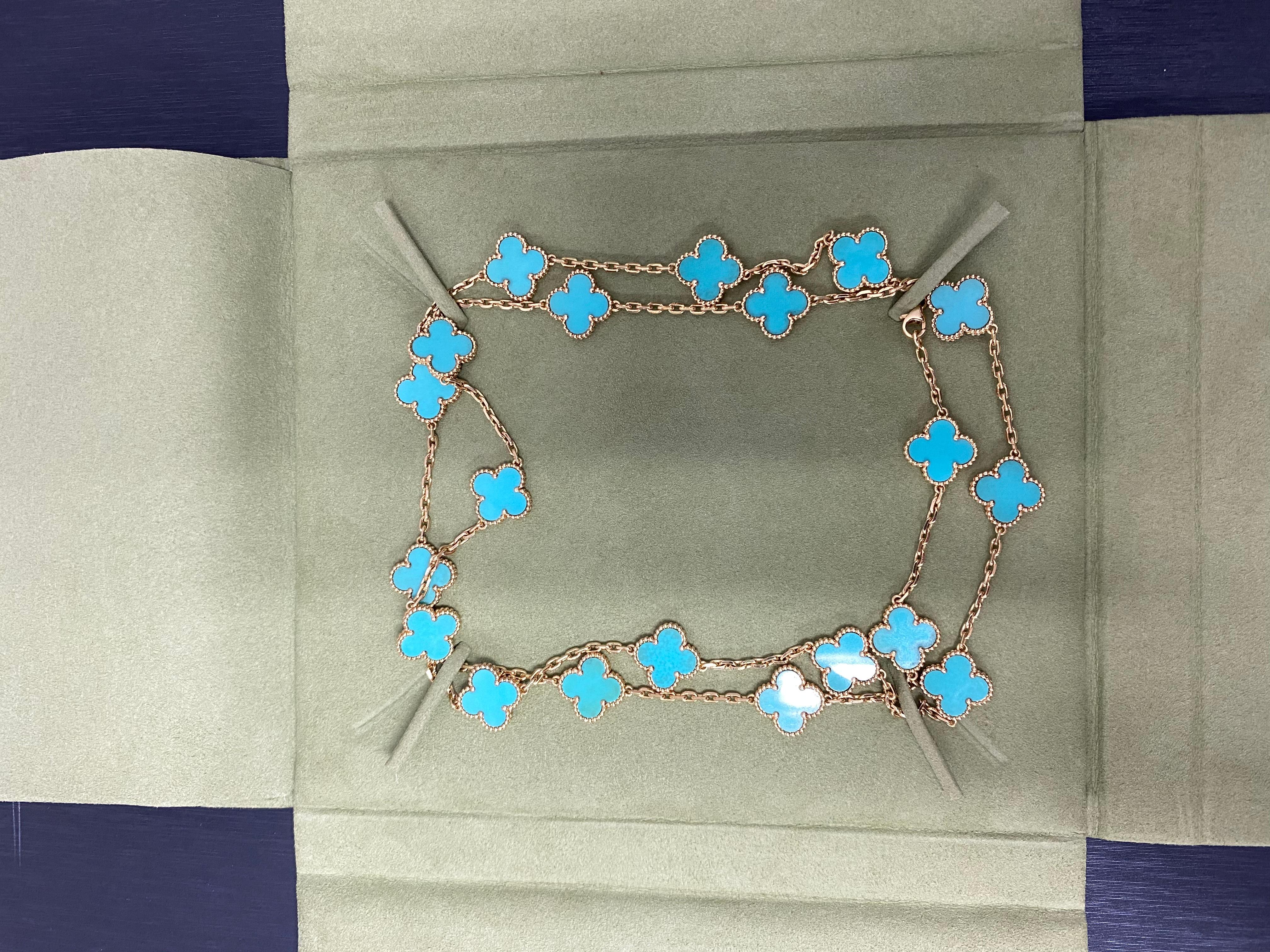 Van Cleef & Arpels Vintage Alhambra Necklace 20 Turquoise Motifs 1