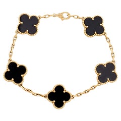 Van Cleef & Arpels, bracelet station Alhambra vintage à 5 motifs en or jaune 18 carats