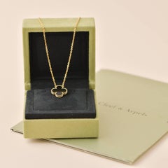Van Cleef & Arpels Vintage Alhambra Onyx 18K Yellow Gold Pendant Necklace