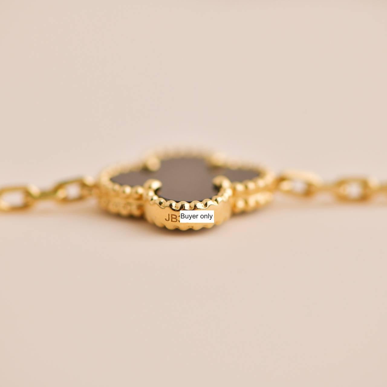 Van Cleef & Arpels Vintage Alhambra Onyx 20 Motif Yellow Gold Long Necklace 1