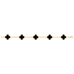 Van Cleef & Arpels Pulsera Alhambra Onyx Vintage 5 Motivos Oro Amarillo 18K