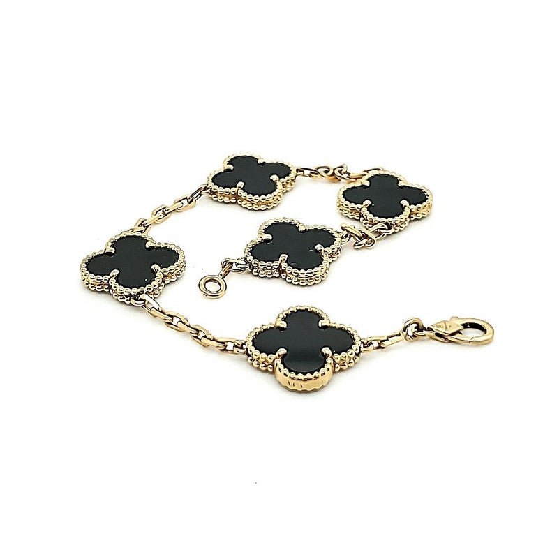Van Cleef and Arpels Vintage Alhambra Onyx Bracelet at 1stDibs