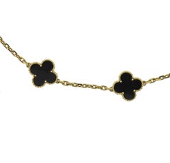Van Cleef & Arpels Vintage Alhambra Halskette mit zehn Motiven aus Onyx in Gold