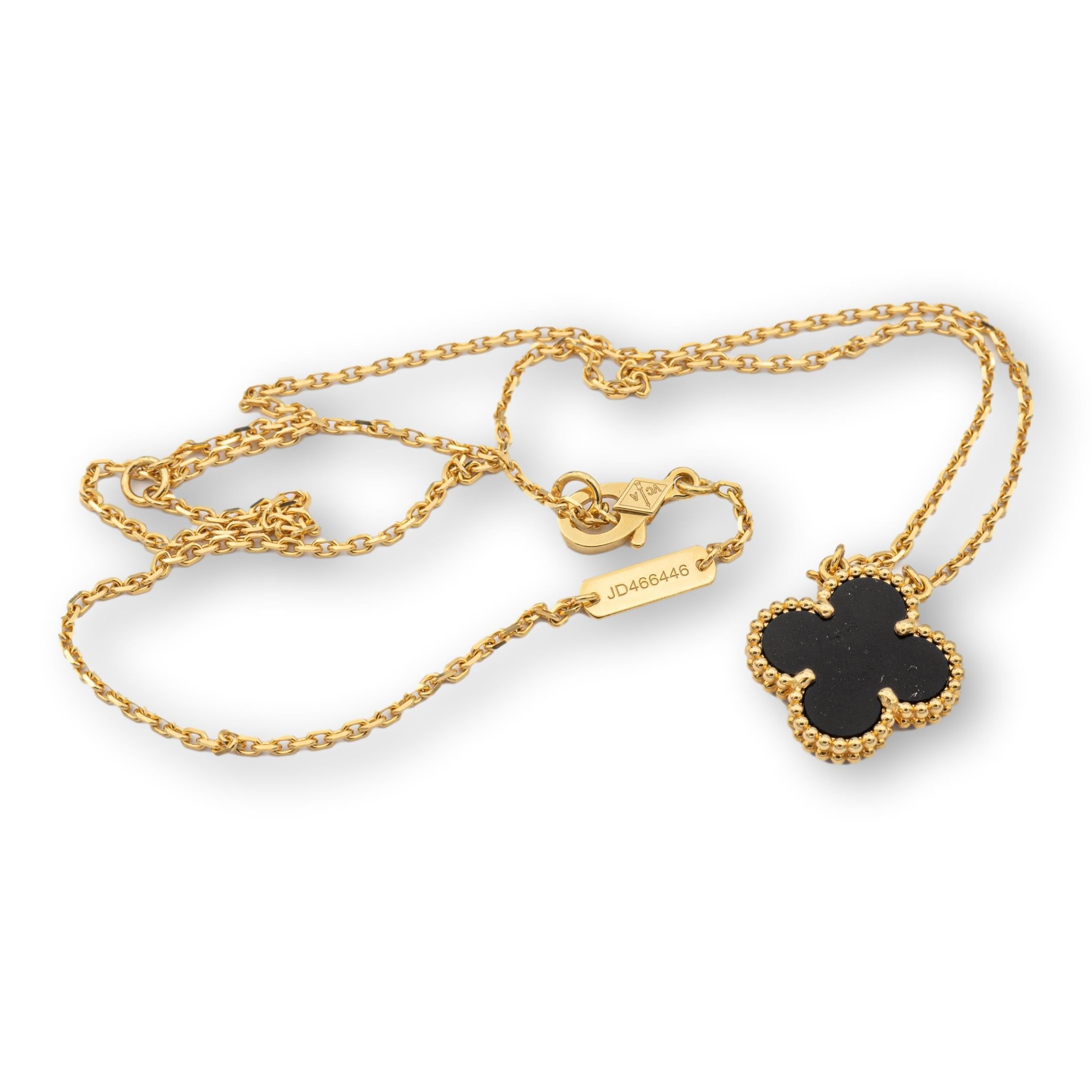 van cleef onyx alhambra necklace