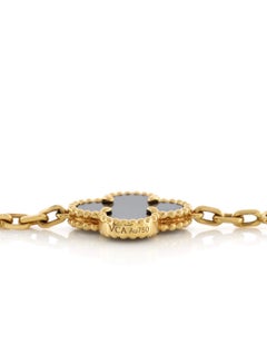 Van Cleef & Arpels Vintage Alhambra Onyx Yellow Gold 10 Motif Necklace, Estate