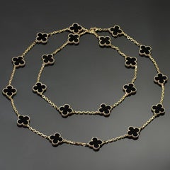 Van Cleef & Arpels Collier Vintage Alhambra Onyx Or Jaune 20 Motif:: succession