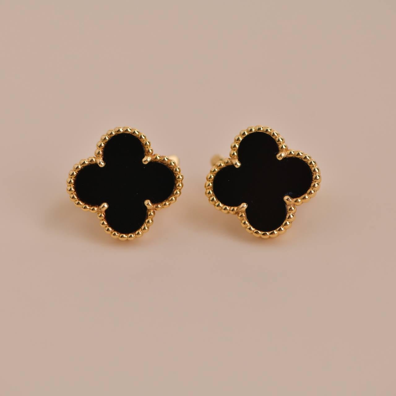 vintage alhambra onyx earrings