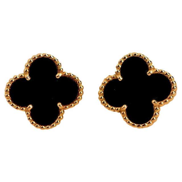 Van Cleef and Arpels Black Onyx Magic Alhambra Gold Earrings at 1stDibs ...