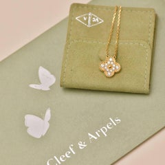 Van Cleef & Arpels Vintage Alhambra Pave Diamant-Halskette 18K Gelbgold