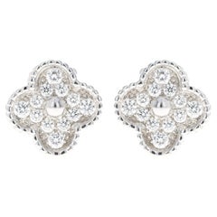 Van Cleef & Arpels Vintage Alhambra Pave Stud Earrings
