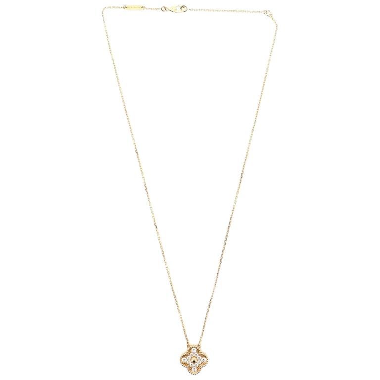 Van Cleef & Arpels Vintage Alhambra Pendant Necklace 18 Karat Gold and Diamond