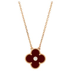Van Cleef 
Arpels Vintage Alhambra Pendant Necklace 18K Rose Gold and Carnelian