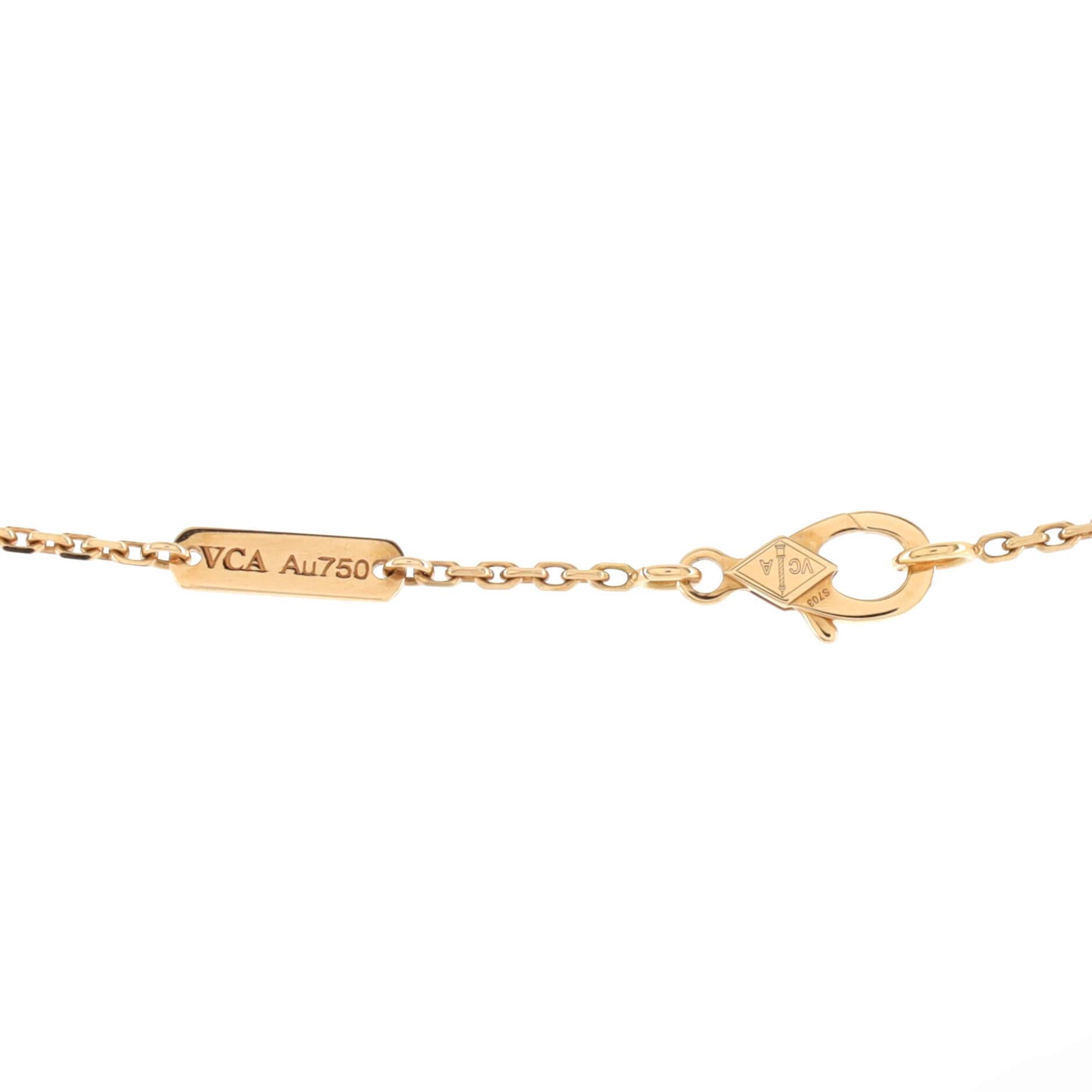 Women's Van Cleef & Arpels Vintage Alhambra Pendant Necklace 18k Rose Gold and Tiger Eye