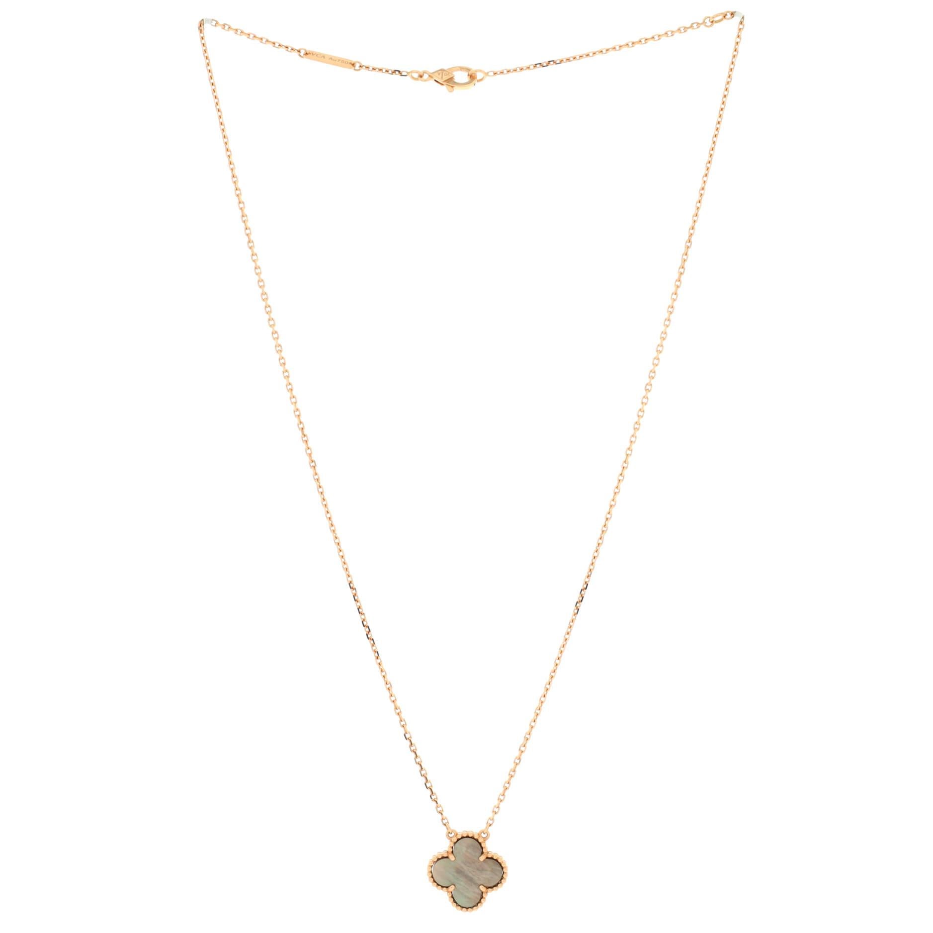 Van Cleef & Arpels Vintage Alhambra-Halskette mit Anhänger aus 18 Karat Roségold Damen