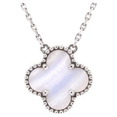 Van Cleef & Arpels Vintage Alhambra Pendant Necklace 18k White Gold